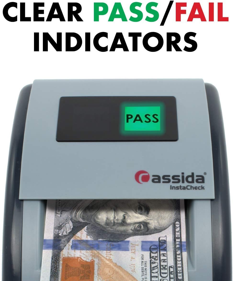Cassida InstaCheck Small Footprint, Easy to Read Automatic Counterfeit Detector with Infrared, Magnetic and Ultraviolet Sensors, Compact and Lightweight : Office Products