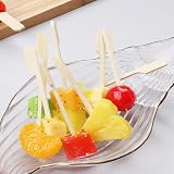Lanjue 200 Pack Bamboo Skewers 9cm Flat Handles for Barbecue Fruit Burgers view 8