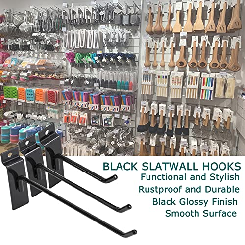 48Pack 6"and 8" Black Slatwall Hooks, Heavy Duty Slatwall Hooks