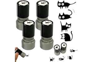 Vintage Cat Pattern Craft Stamp, 4 Retro Kitten Stamp Set, Cute Black Cat Stamp, Reusable Pet Cartoon Craft Stamps for Scrapb