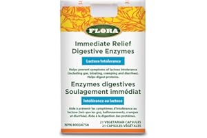 Flora Health Immediate Relief Digestive Enzymes with Lactase, Enhances Digestion & Provides Relief for Lactose Intolerance, G
