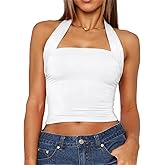 TiulZial Women Sexy Halter Neck Backless Tank Top Open Back Sleeveless Slim Fit Y2k Summer Tops