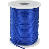 TONIFUL 2mm x 110 Yards Royal Blue Nylon Cord Satin String for Bracelet Jewelry Making Rattail Macrame Trim Cord Necklace Bulk Beading Thread Kumihimo Chinese Knot Craft