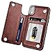 Hoofur Slim Fit Premium Leather Compatible with iPhone Xs Wallet Case Card Slots Shockproof Folio Flip Protective Shell Compatible with iPhone X/Xs (5.8 inch) (Brown)