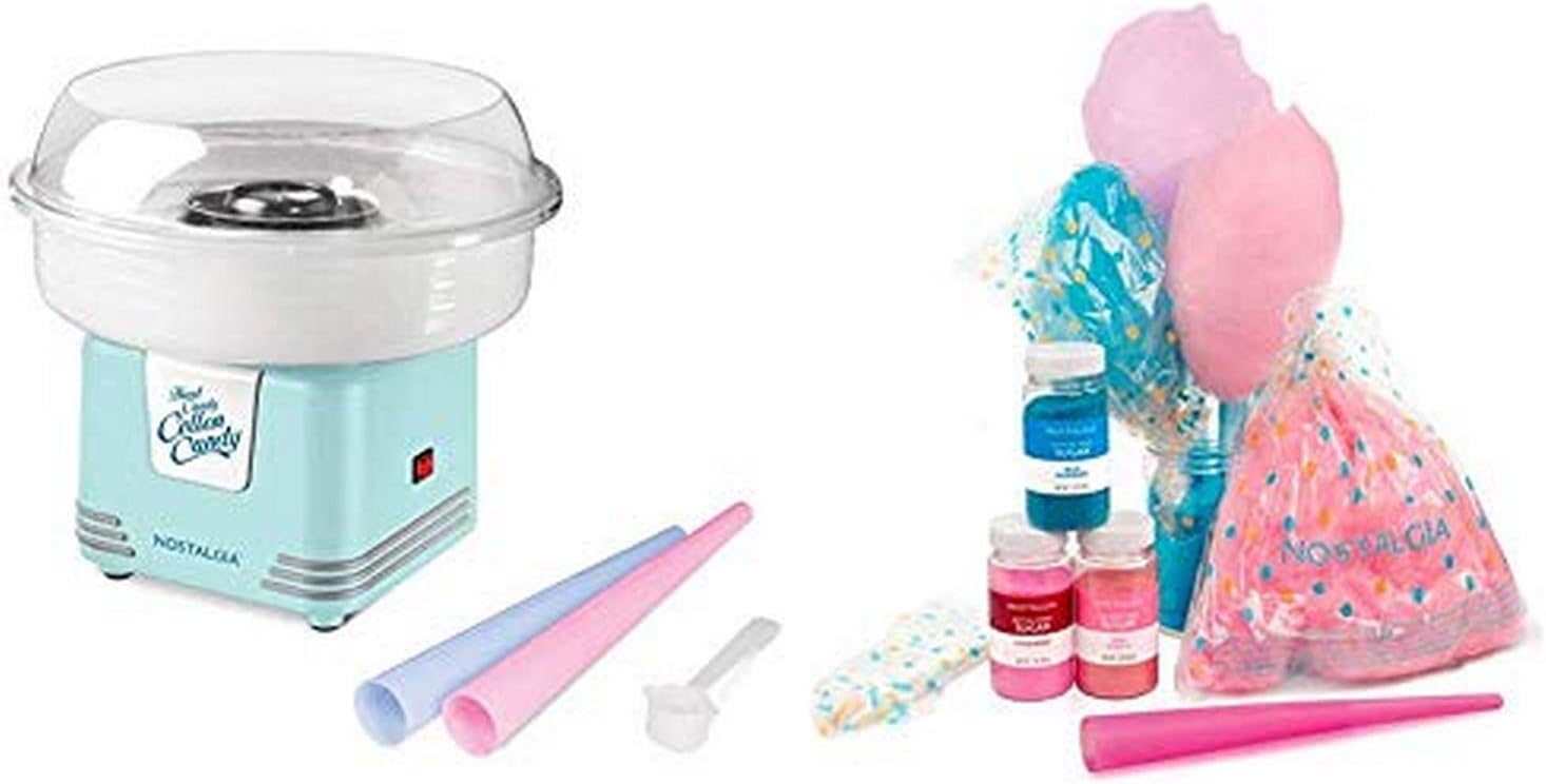 Nostalgia PCM425AQ Retro Hard and Sugar Free Countertop Cotton Candy Maker with Cotton Candy Party Kit