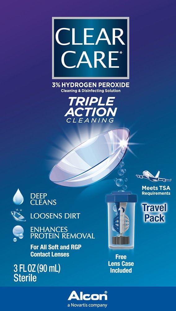 Clear Care Cleaning & Disinfecting Solution with Lens Case, Twin Pack, 12 Fl Oz (Pack of 2): Health & Personal Care