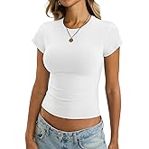 EasyGala Womens Cotton Crop T Shirts Basic Crew Neck Tee Fitted Going Out Tops Summer Cute Gym Workout Clothes 2026