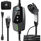 EVDANCE Level 1 & 2 EV Charger, 16A 110-240V Portable Electric Car Charger with 25ft Cable, Adjustable Current, Delayed Start, LED Screen, Universal EV Charger Compatible with All J1772 EVs