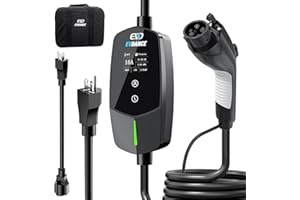 EVDANCE Level 1 & 2 EV Charger, 16A 110-240V Home Electric Vehicle Portable Charger with 25FT Cable, Adjustable Current & Delay Timer, LCD Display, EV Charging Station Compatible with All J1772 EVs