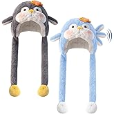 Croknit 2pcs Animal Hat with Ears Moving Gift for Christmas Jumping Pop up Beating Hat Cartoon Cosplay Dress up