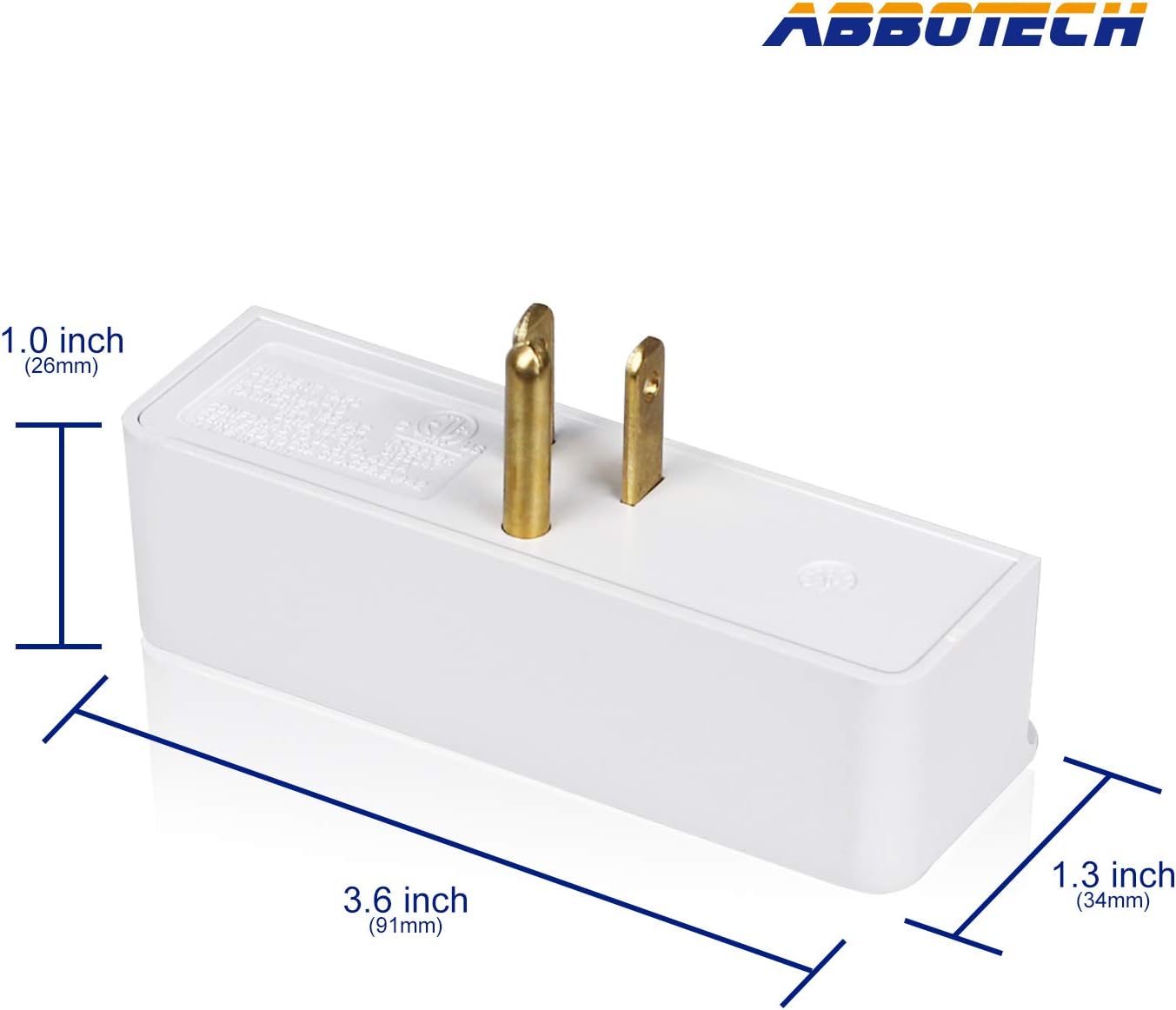 ABBOTECH 3 Grounded Outlet Adapter，Outlet Extender Wall Tap，3Pack - - 