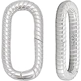 SUNNYCLUE 1 Box 2Pcs 925 Sterling Silver Oval Ring Clip Spring Gate Clasps Large Oval Stripe Ring Connector Metal Bracelet Closures Clamp Carabiner Hoop Clip Clasps for Jewelry Making DIY Craft Women