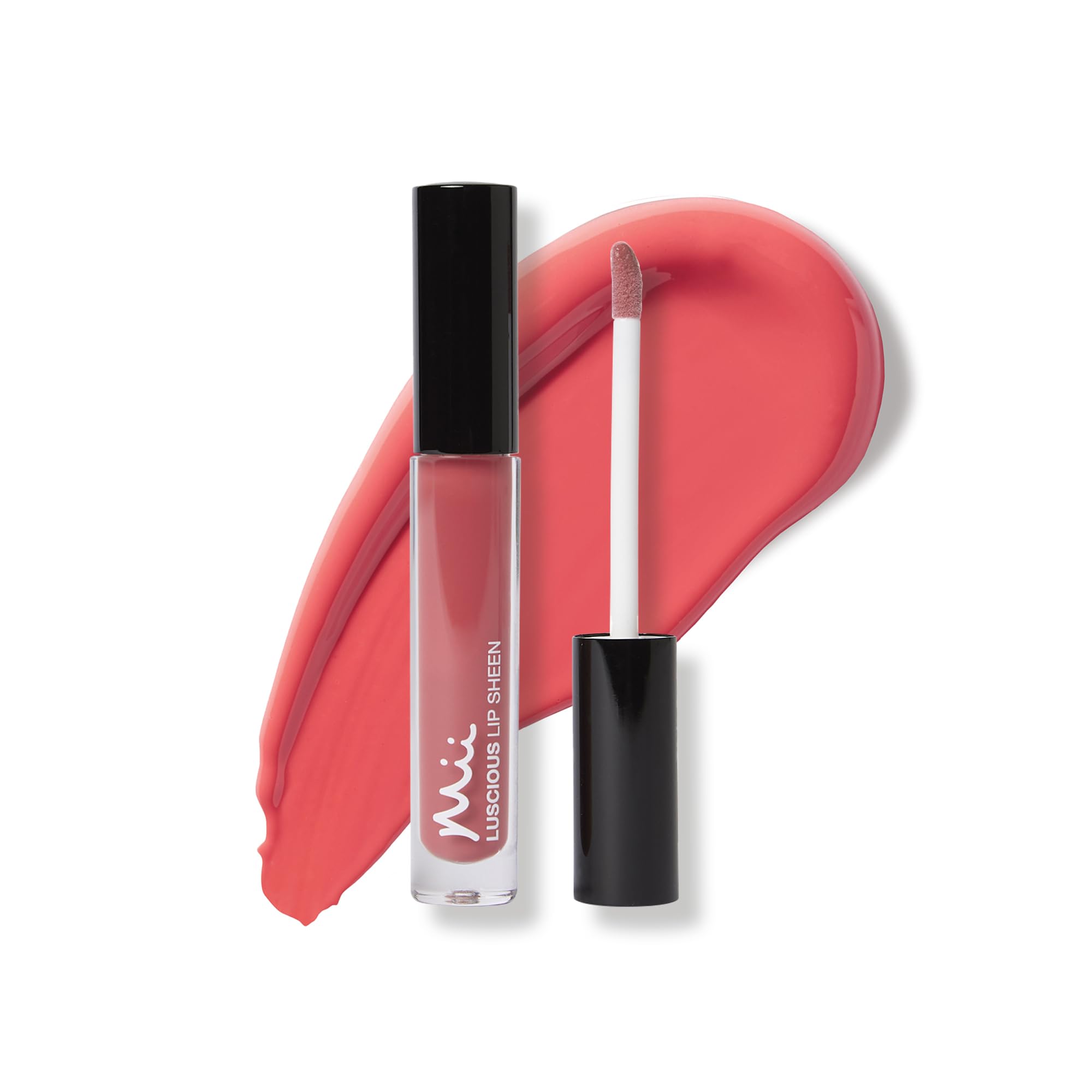 Mii Cosmetics Luscious Lip Sheen Lip Gloss | Nourishing Non-Sticky Lipgloss | Full Colour Coverage & Endless Glossy Shine | Coral Rose | Charmed
