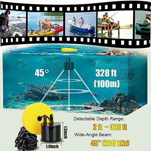 Lucky Portable Fish Finder Détecteur De Poissons Dispositif Portatif Détecteur De Profondeur Pour Bateau Kayak Canoë Ponton Jon Bateau Jet Ski Flotteur Tubes Sondeur Pour La Pêche Sur Glace Surf Pêche