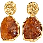 Irregular Crystal Dangle Earrings,Vintage Baroque Pearl Stud Melted Liquid Metal Wrinkle Drop Earring Geometric Statement Earrings for Women