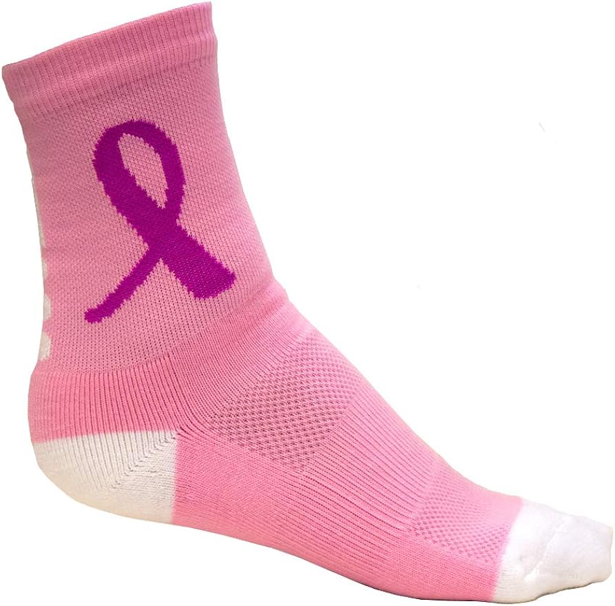 Breast Cancer Awareness Crew Sock, Pink/White at Amazon Women’s