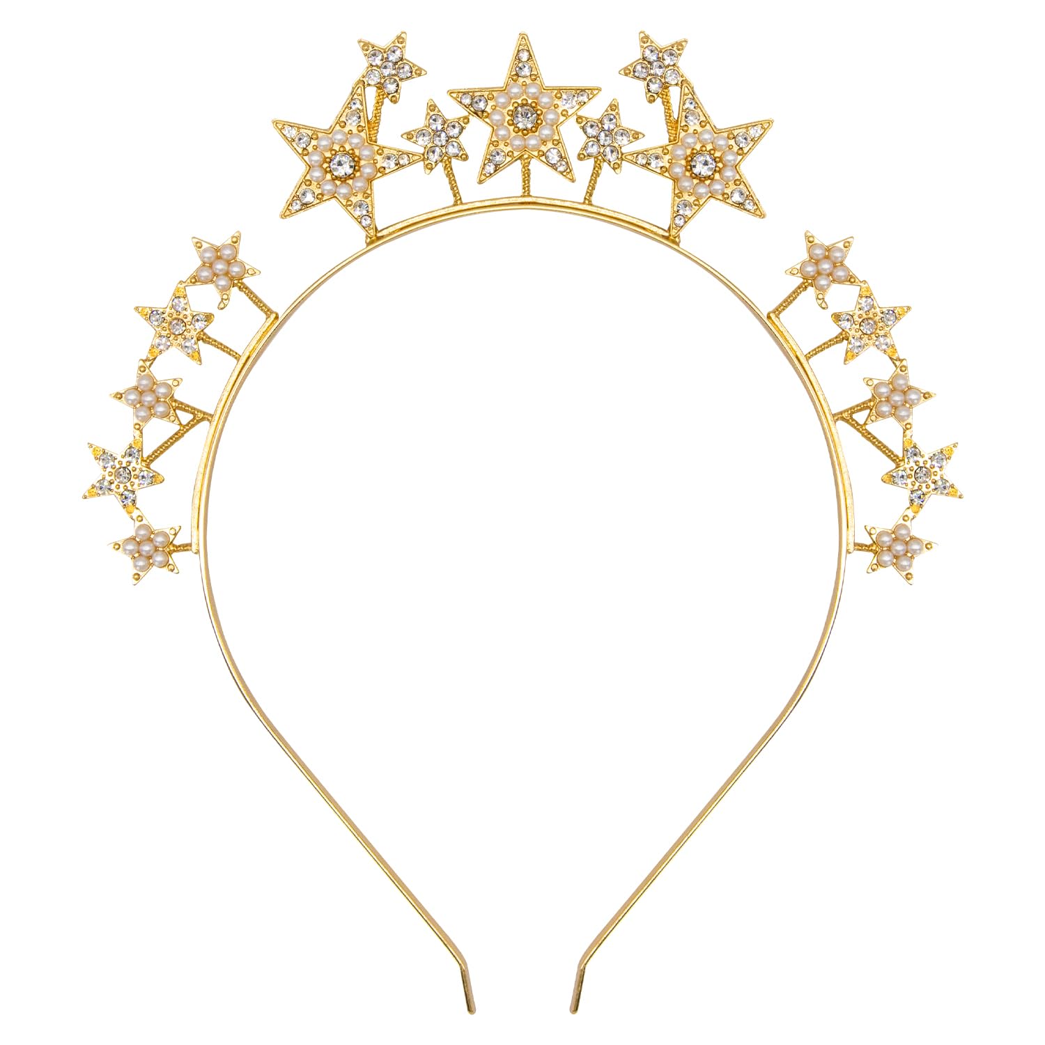 Star Headbands for Women Girls, Bling Shining Reinstone Christmas Headband Star Headband Crown Rhinestone Hair Hoop Wedding Hair Accessories for New Year Party Festival Prop Y4XXFG (Gold)