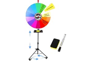 SYAMEET 24'' 60 cm Spinning Prize Wheel with Lockable Rolling Tripod Stand – 14-Slot Dry-Erase Spin Wheel for Games & Promoti