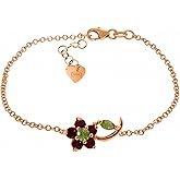 Galaxy Gold GG 0.87 ct 14k Solid Rose Gold Flower Bracelet Ruby Peridot