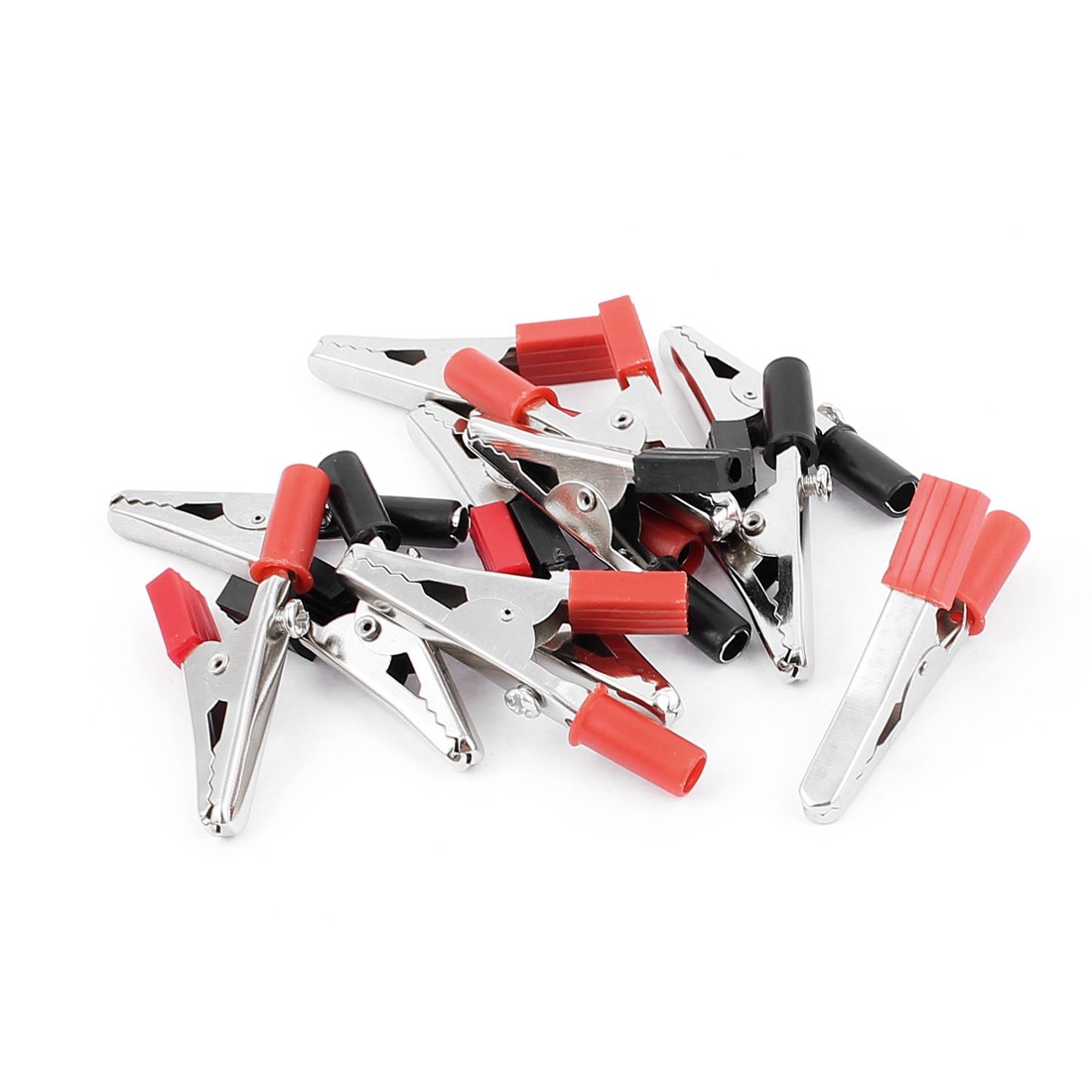 Sourcingmap 6 Pairs Black and Red Plastic Coated Insulated Crocodile Clips