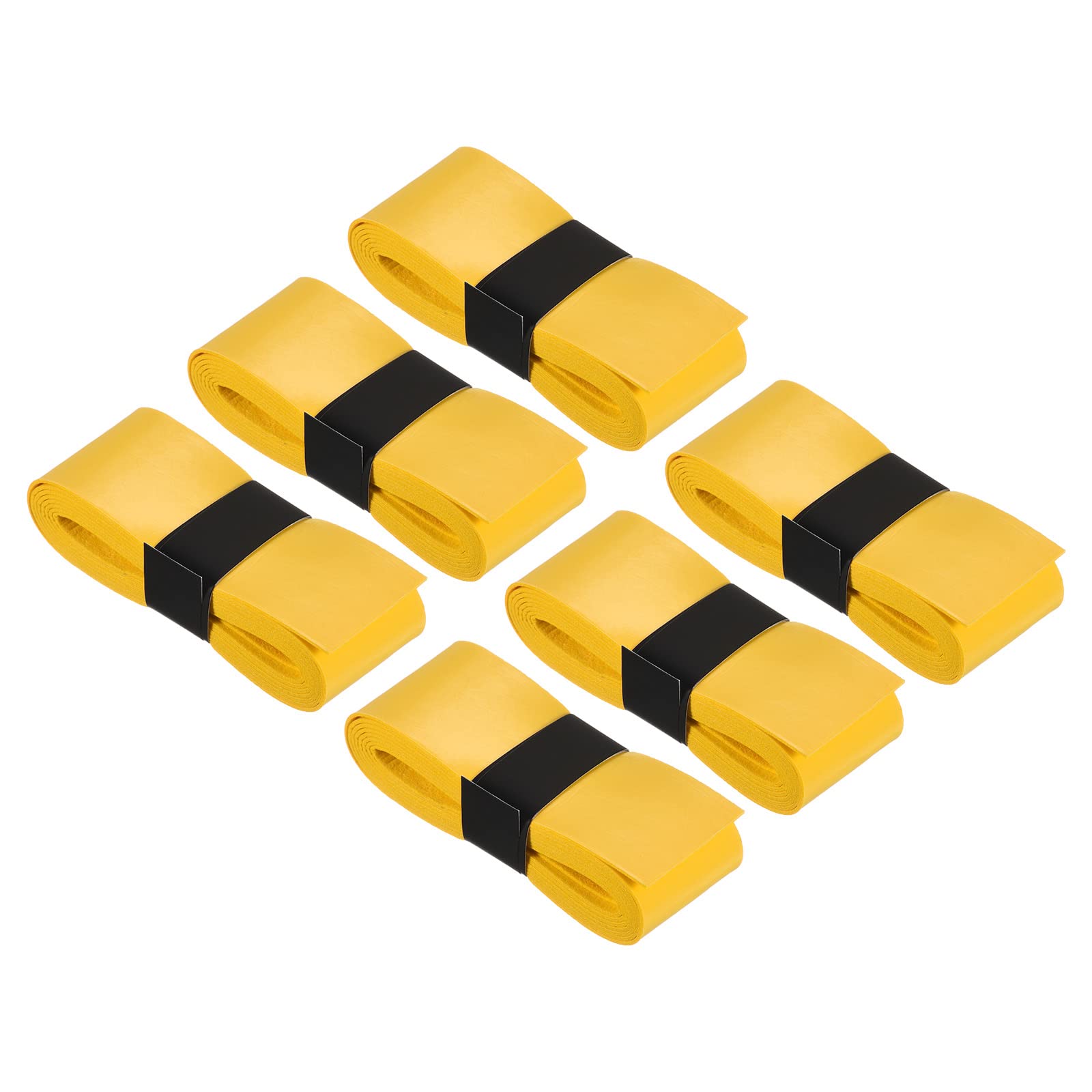 PATIKIL 43.3" Tennis Racket Grip Tape, 6 Pack PU Overgrip Stretchy Non-Slip Absorb Sweat for Badminton Fishing Rod, Yellow
