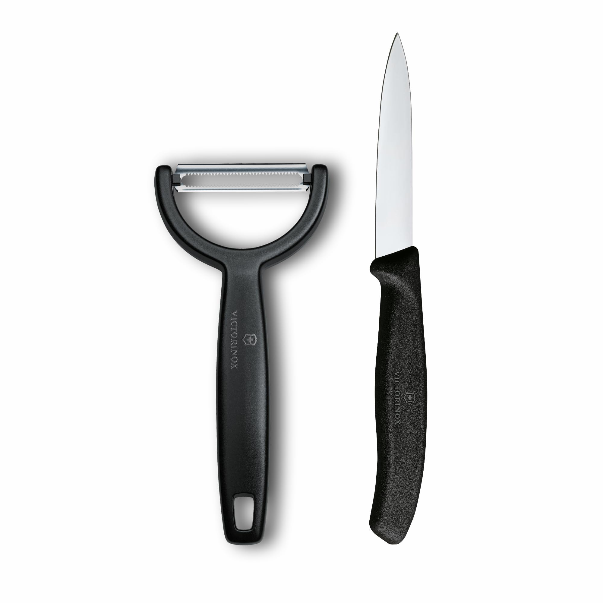 Victorinox Swiss Classic Gemüsemesser und Sparschäler, 2-teilig, Extra Scharfe Klinge, für Obst und Gemüse, Rostfreier Stahl, Schwarz