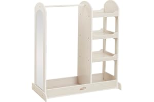 ECR4Kids Dress Up Center with Mirror, Costume Organizer, White Wash