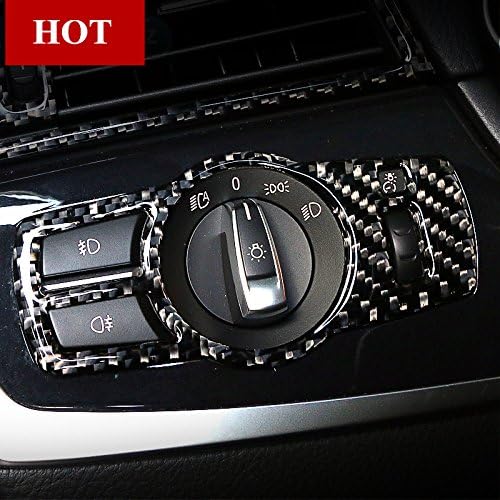 CROTRIM Carbon Fiber Headlight Switch Button Cover For BMW 5 Series GT F07 2010-2017