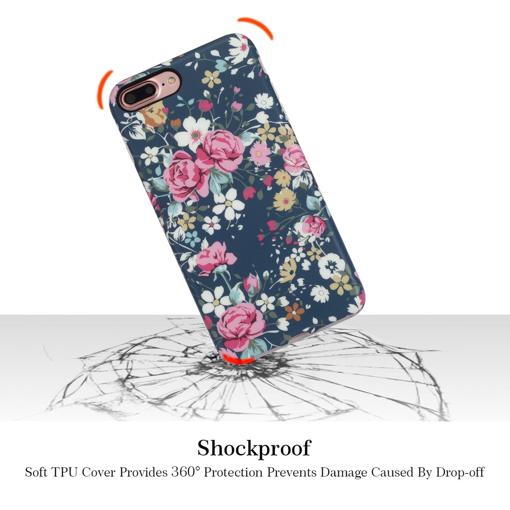 Nasousa iPhone 7 plus for Girls,Floral case,IMD Printing Slim-Fit Ultra-Thin Anti-Scratch Shock Proof Dust Proof Anti-Finger Print TPU Case for iPhone 7 plus(5.5 inch)(Vintage Roses)