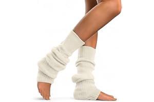 NITESHEYS Lambswool Winter Ribbed Leg Warmers Natural Wool Footless Long Socks For Women