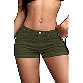 ELLEVEN High Stretchy Low Rise Jean Shorts for Women, Y2K MIni Denim Shorts Sexy Summer