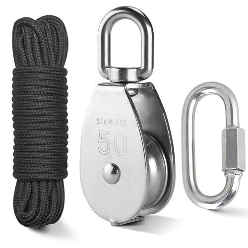 Pully For Rope TooTaci Pulley System for Lifting with Rope and Hooks,1pcs Stainless ...