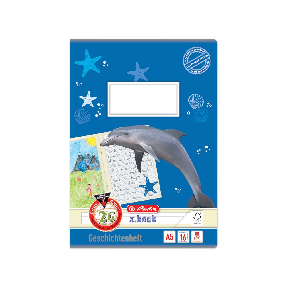 Herlitz 1957760 Story Book A5/16 Line Style 2G (for 2nd School Year) Pack of 10 Assorted Designs