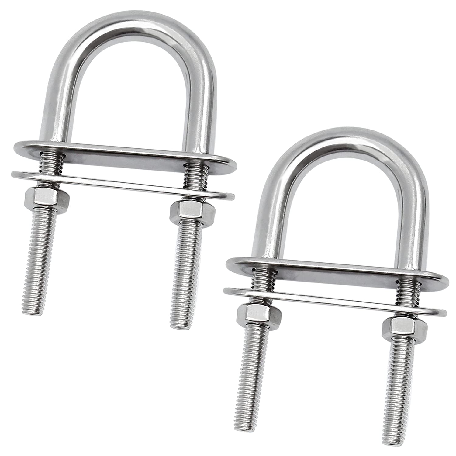 U Bolts Stainless Steel316 with Plates Nuts 60mm Thread 30mm Inside Height U Bolts Clamps for Attaching Piping Conduit Cable Tube( M6*80mm 2-Pack)