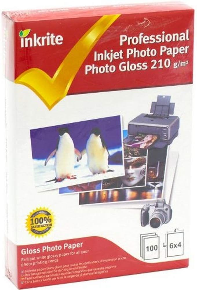 Inkrite PhotoPlus A6 Gloss Paper 210gsm 6x4 100 Sheets White Inkjet Photo Paper