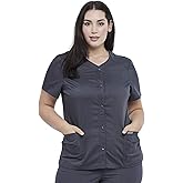Cherokee Women's V-Neck Scrub Top with Snap Front, 4 Pockets, and 2-Way Stretch Fabric WW622