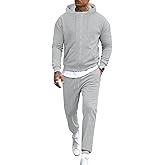 LecGee Men's Fleece Tracksuits 2 Piece Outfits Long Sleeve Full Zip Hoodie and Sweatpants Jogging Suits Sets for Men