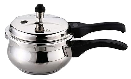 KenCook 2.5 Litre Stainless Steel Handi Pressure Cooker (Induction Based, Free Glass Lid)