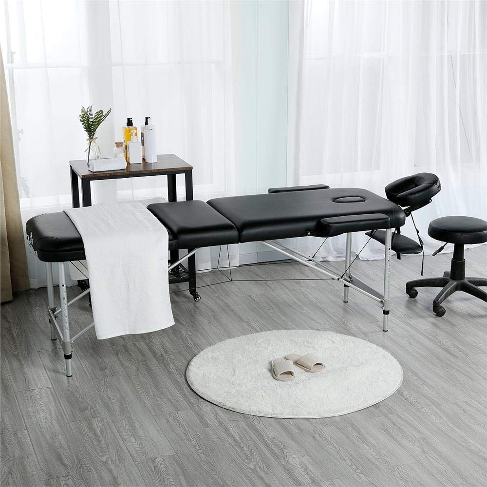 Yaheetech Portable Massage Table 84inch Massage Bed Aluminium Height Adjustable Facial Salon Tattoo Bed Black: Beauty