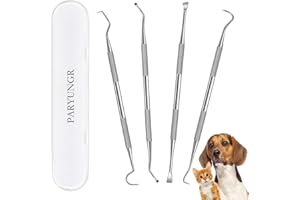 PARYUNGR Dental Tools Pet Dog Teeth Cleaner Tool Kit, Stainless Steel Plaque Remover Dental Picks Tooth Tartar Scraper, Pets Oral Care Hygiene Set for Cats and Dogs Use with Case