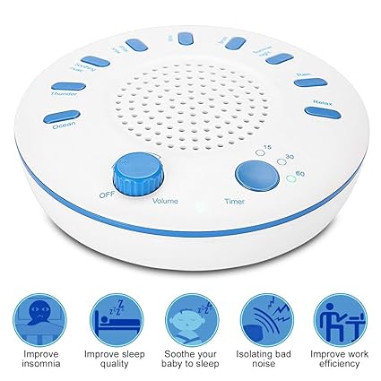 White Noise Sound Machine, USB Sleep Meter Device with 9 Natural Relaxation Soothing Music and Timer for Home, Office or Travel Sleeping Tool
