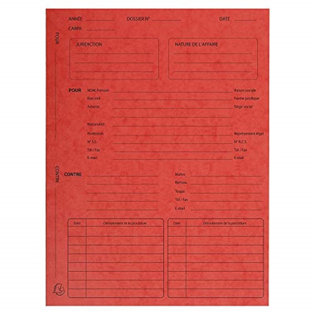 Exacompta - Ref 445105E - Nature Future Pre-Printed Records of Procedure Folders - 250 x 320mm in Size, Suitable for A4 Documents, 265gsm Material - Red (Pack of 25) / French Text