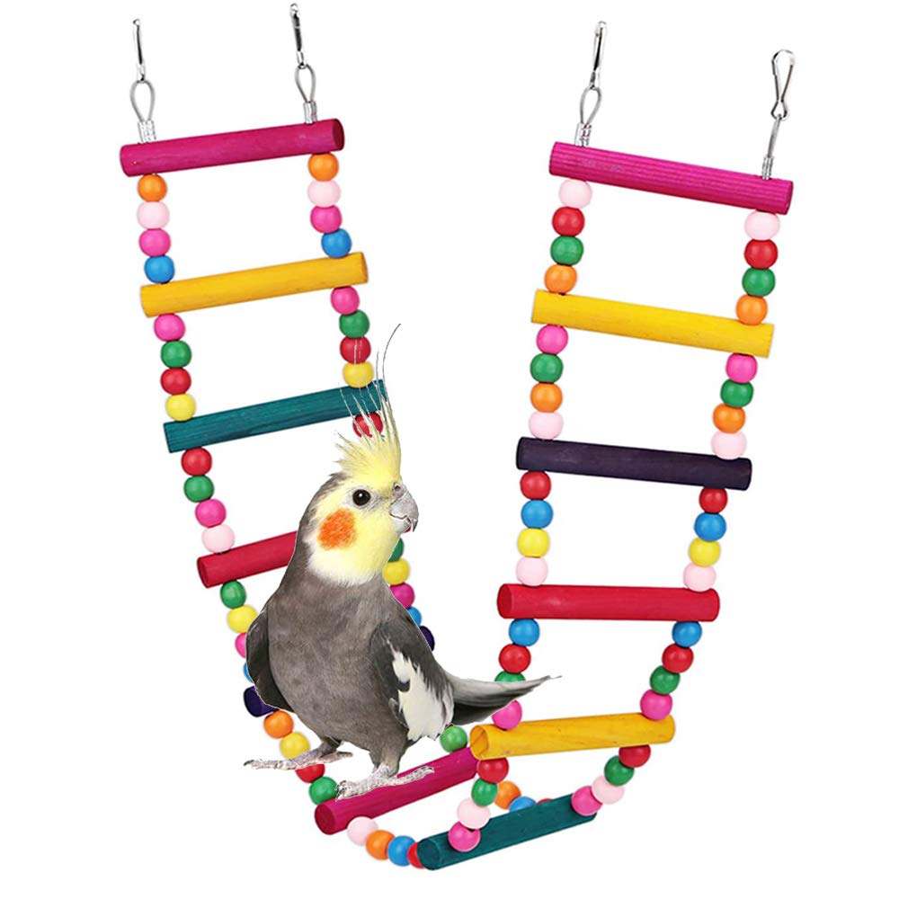 ASOCEA Bird Parrot Ladders Hanging Toys Pet Swing Bridge Climbing Toys Standing Hammock Cage Accessories for Small Medium Chicken Lovebirds Cockatiel Conure Parakeet Finches Trainning Playing