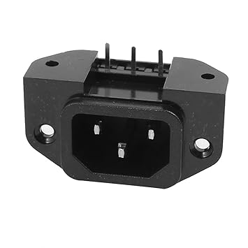 【クリックで詳細表示】uxcell IEC AC入力配線ソケット 3ピン 銅ロジウムパワー ブラック AC250V 10A SS-120E