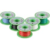 BNTECHGO 22 Gauge Silicone Wire Kit Red Black White Blue and Green Each 30ft 22 AWG Stranded Tinned Copper Wire