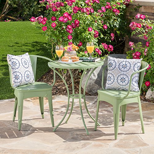 Collins Outdoor 3 Piece Matte Green Iron Bistro Set (Matte Green)
