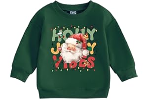 TEWMEU Toddler Christmas Outfit Merry Christmas Sweater Vintage Santa Sweatshirt Crewneck Sweater Baby Long Sleeve Pullover
