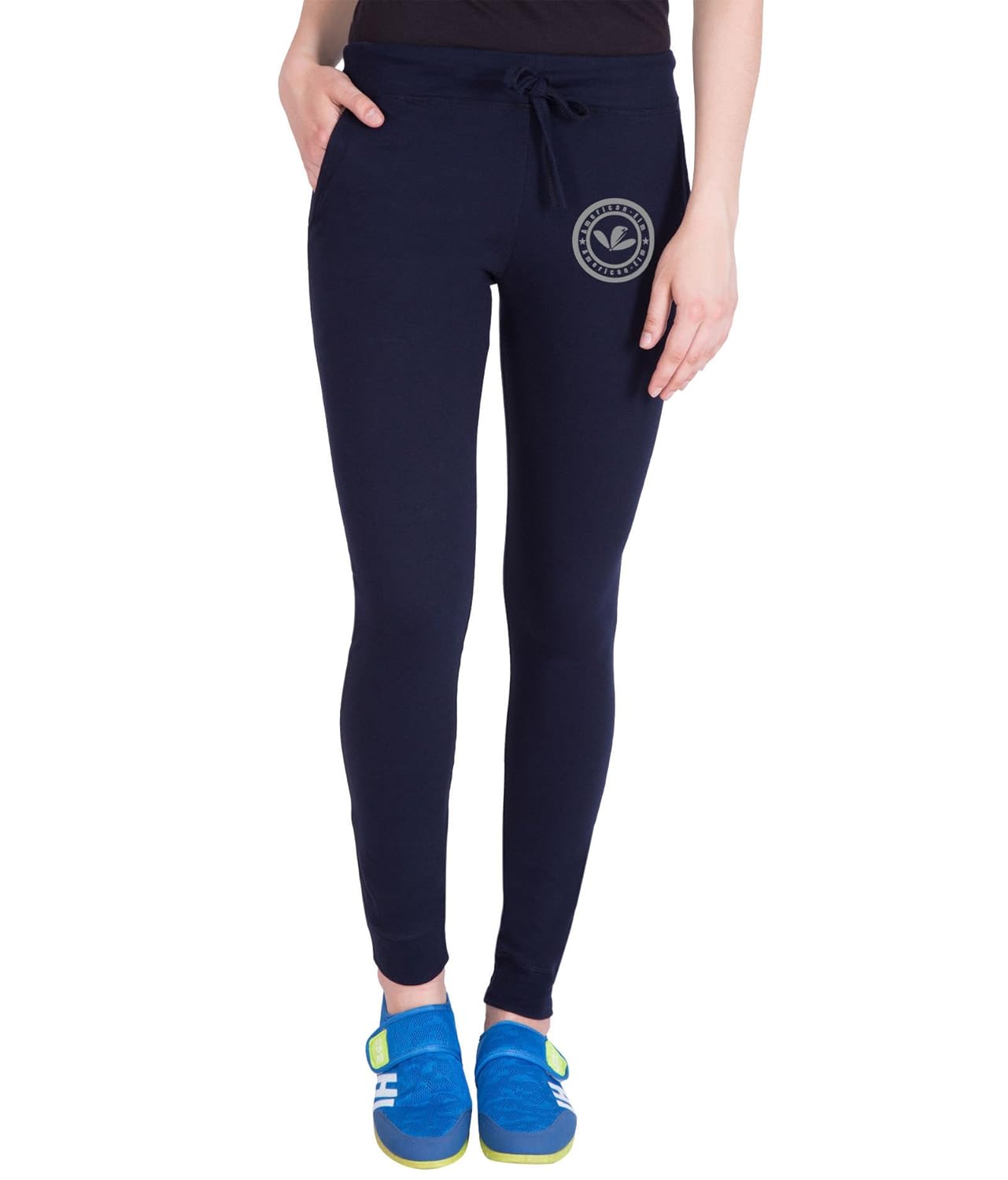 american-elm blue printed track joggers for women