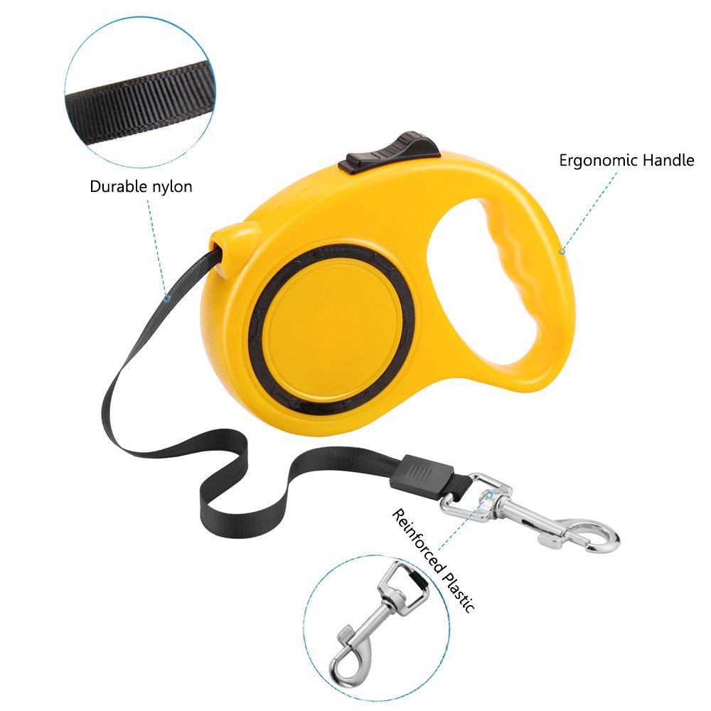 Namay Retractable Nylon Dog Leash with One Button to Lock on and off, Ideal for Medium and Large Dogs