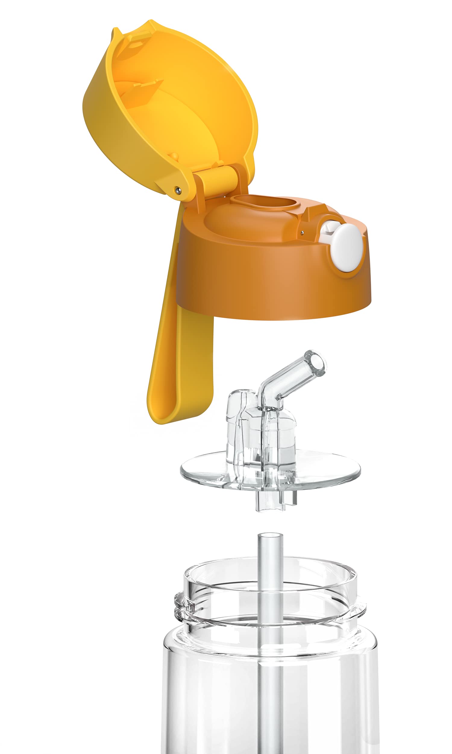 Jarlson® Trinkflasche Kinder Tritan Emi [MIT STROHHALM] - Auslaufsichere Wasserflasche - Kindertrinkflasche Schule & Kindergarten - Water Bottle Kids - BPA Freie Flasche - Kinderflasche (500ml Gelb) 5